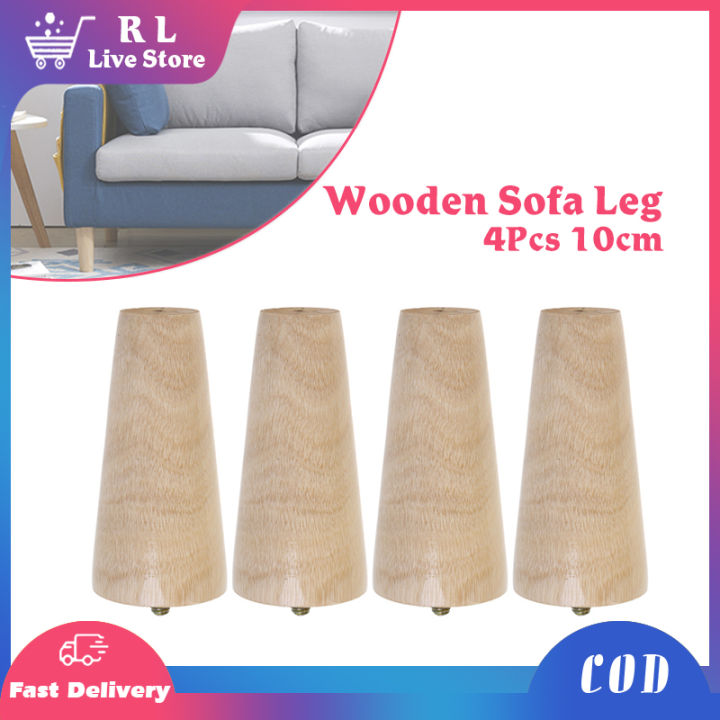 4PCS Wooden Furniture Replacement Legs 10CM Round Solid Wood Sofa Leg