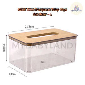 Kotak Tissue Transparant Tutup Kayu | Tempat Penyimpanan Tissue Transparan | Kotak Tisu Estetik Minimalis Tutup Kayu | Kotak Tisu Aesthetic Premium Quality