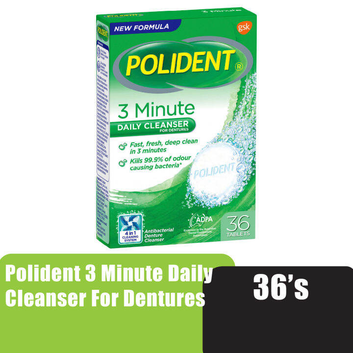 POLIDENT Cleanser For Denture (3 Minute Antibacterial) 36 Tablets ...