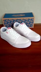 Sepatu Sneakers Vans Old Skool Full White Vans Premium Putih Polos