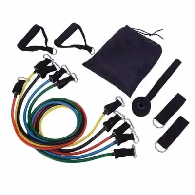 [ Life Style ] Full Set Resistence Band 11 Tube Alat Training Gym Fitness Otot Rumahan Home Workout Best Seller 11 FULL BAND TUBE