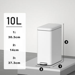 Plexor Slim Step Pedal Trash Can with Soft-Close Lid 6L/10L/15L/18L Stainless Steel Kitchen Garbage Bins for Narrow Spaces Large Capacity Step-on Pedal Bathroom Garbage Can with Inner Bucket Trash Bin for Bathroom Kitchen Office