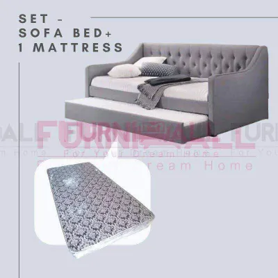🇲🇾READY STOCK🇲🇾 FURNIMALL Pull Out Sofa Bed/Daybed/Day Bed/Twin Bed/Single Bed/Katil Single