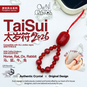 【OwniCrystos】2026 Taisui 化太岁 Fengshui 风水符 cinnabar Carnelian Natural crystal phone charm strap