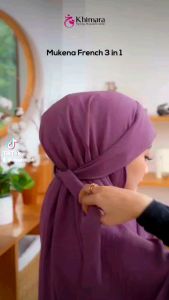 Khimara Mukena French 3 in 1 Adem Polos Mukena Hijab bahan Airflow Crincle Mukena Dewasa Jumbo