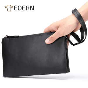 EDERN Genuine Leather Wallet for Men Business Clutch Bag Cowhide Long Wallet Large Capacity iPad Pouch Fashion Luxury Mens Purse Wristlets