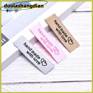 [Duola] 50Pcs Handmade Fabric Labels Embroidery Printed Tags DIY Sewing Accessories