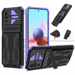 Luxury Shockproof Armor Coque For Xiaomi Redmi Note 10 Pro 10S 10Pro Max 4G Case Card Slot Kickstand Back Cover for Redmi 10 10C