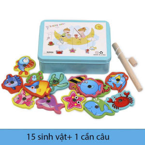 Bộ đồ chơi câu cá nam châm gỗ hộp thiếc – Bé vừa học vừa chơi rèn kỹ năng vận động mới nhất 2025