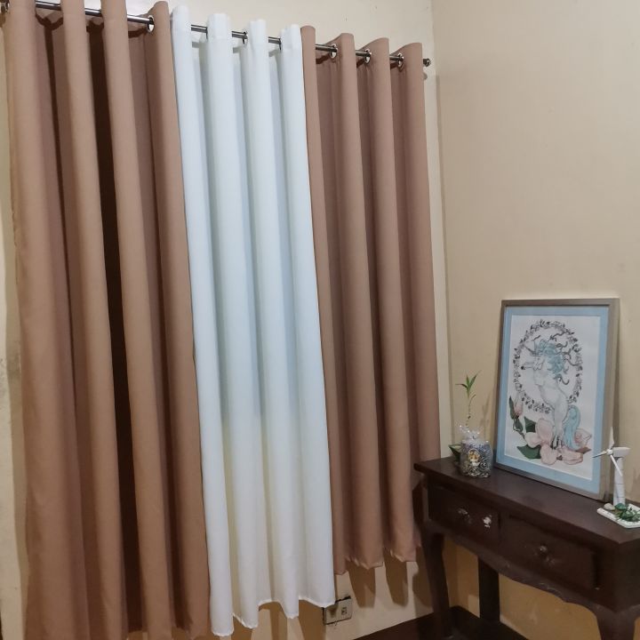 PILIKSKI - Katrina Mocha White Mid Sold Per Pc Or 3in1 Set Ring Curtain ...