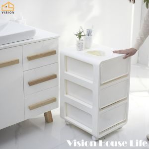 Vision Nordic Drawer Type Storage Cabinet Multi-layer Movable Wardrobe Floor-standing Trolley Household Toy Snack Storage Box Kitchen Storage Rack Gap Storage Cabinet
