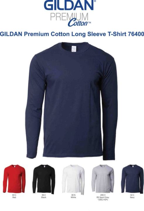 Gildan Premium Cotton Long Sleeve T-Shirt 76400 | Lazada