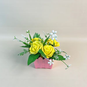 Sampai7an PBP105 / Pot Bunga Mawar Mini Warna Warni Tanaman Hias Plastik Pajangan Artificial Flower Dekorasi Ornamen Hias Ruangan Tamu Rumah Cantik Murah / COD