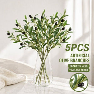 Artificial Olive Branch Set Five Pieces Faux Olive Leaves with Fruits Home Wedding Decor