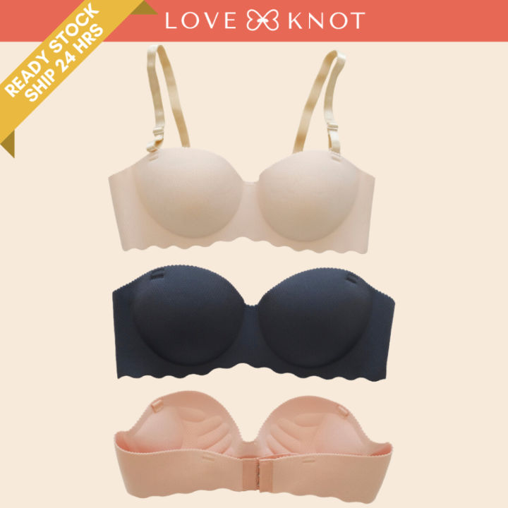 Love Knot Seamless Wireless Strapless Push Up Bra Lingerie With Detachable  Straps