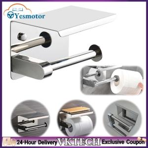 【Local Shipment】 Stainless Steel Toilet Paper Holder Wall Mounted Roll Paper Dispenser Punch-Free Paper Holder Rack Bathroom Accessories