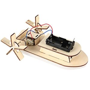 Mainan Kapal Rakit Elektrik Puzzle DIY Rakit Perahu Kayu Elektrik Untuk DIY Anak