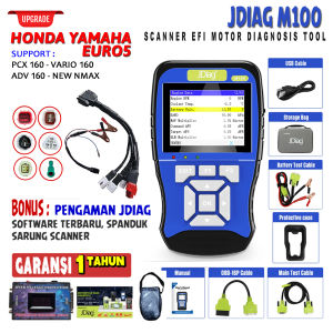 READY SCANNER DETEKSI KERUSAKAN MOTOR JDiag M100 Kesalahan OBDII ECU CO Motor Injeksi HONDA YAMAHA