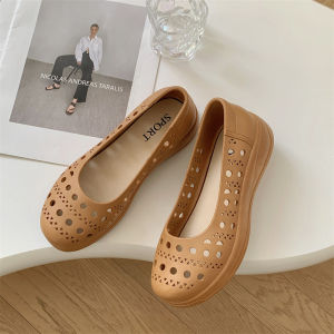 Free Shipping New Summer Hollow-Out Wedge Sandals Breathable Soft-Soled Waterproof And Non-Slip Perfect For Casual Wear