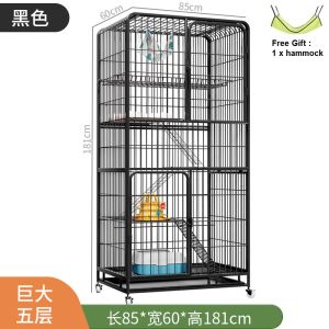 Ready✅ 2 3 4 5 Tingkat Layer Sangkar Kucing Besar Large Cat Cage Roda Wheel House Indoor Dog Rumah Black Pink White