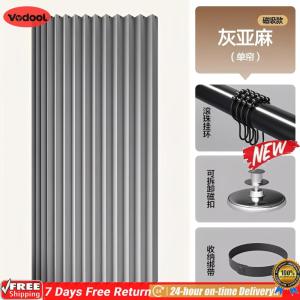 [VODF] Magnetic Folding Fabric Polyester Shower Curtain Waterproof Bath Curtain with Hook Room Divider Curtain for Shower Rooms Bathtubs Hotels Or Apartments