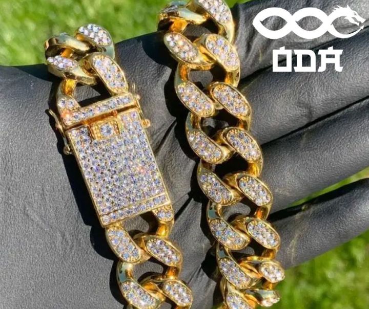 Jewelry Iced Out Rhinestone Rose Gold Plating Miami Cuban Link Chain  Necklace Bracelet fir for Male and female perfect for Gift