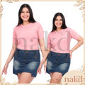 NAKD FASHION EUNISE PLUS SIZE BASIC DAILY CASUAL ROUND NECK KNITTED BLOUSE TOP FOR WOMEN L-2XL 5082. 