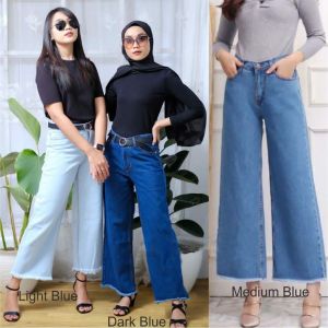 RR OUTFIT HIGHT WAIST KULOT JEANS WANITA PREMIUM