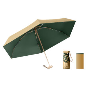 Sunlight and Rain Dual-purpose Gold Rubber Sunshade Umbrella Sunscreen UV Protection Compact Portable