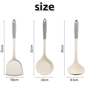 High-end 3PCS Grey Silicone Kitchenware Set High Temperature Resistant Spatula Food Grade Non Stick Cookware for Household Use