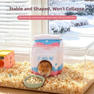 AZDH Vải nhung Tổ bông cho chuột hamster Đã được làm dày Ấm áp Võng treo cho thú cưng Dễ thương Chống cắn Nhà ẩn náu cho chuột hamster Mùa đông