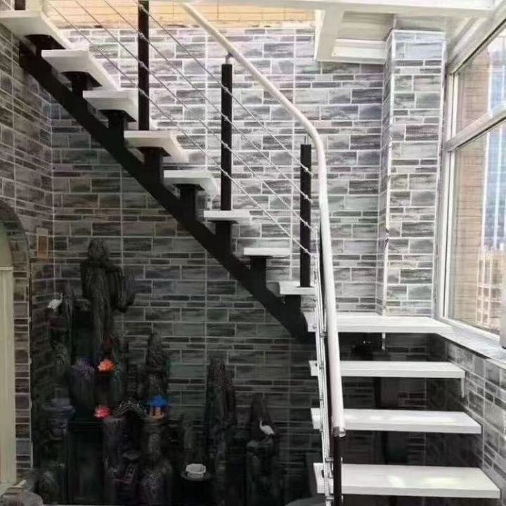 Spiral staircase villa duplex attic household indoor steel and wood ...