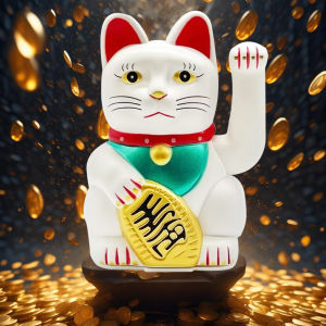 Lucky Beckoning Waving Wealth Cat/Lucky Cat/Fortune Cat Gold Feng Shui Lucky Cats/Arm Swing Cat