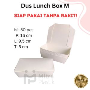 Paper Lunch Box M 50 pcs Laminasi Dus Makan Putih Ivory Medium Food Grade Forming