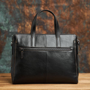 Mens Briefcase Genuine Cowhide Leather Business Casual Large Capacity Shoulder Bag Crossbody Bag Computer Bag NASVA