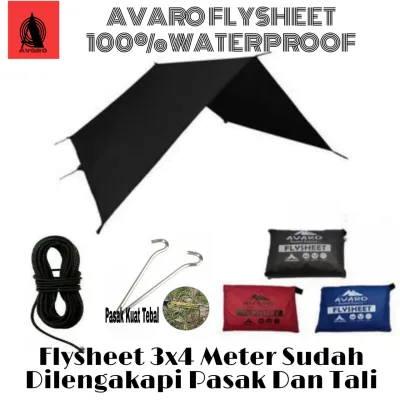 AVARO - FLYSHEET 3X4M TRAPTENT 19 LOP LENGKAP DENGAN PASAK & TALI