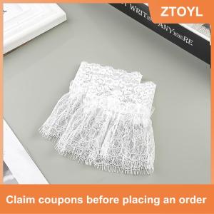 【ZTOYL】 Phụ nữ giả cánh tay tay áo với ngắn tua trắng và đen xếp li Cuff đẹp ren Phụ kiện ngoài trời embellishments