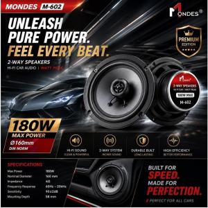 1 PAIR M-602 / M-402 MONDES 6 DUAL CONE 2 WAY CAR SPEAKER / 4" DUAL CONE 2 WAY CAR SPEAKER