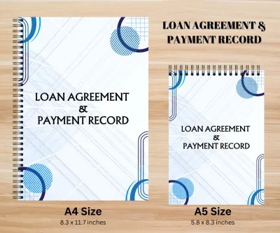 LOAN AGREEMENT & PAYMENT RECORD • Laminated Cover • 140 pages • 70 leaves • A5 / A4 size • 80gsm