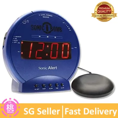 Sonic Bomb Dual Extra Loud Alarm Clock with Bed Shaker | Sonic Alert Vibrating Alarm Clock Heavy Sleepers Battery Backup | Wake with a Shake
