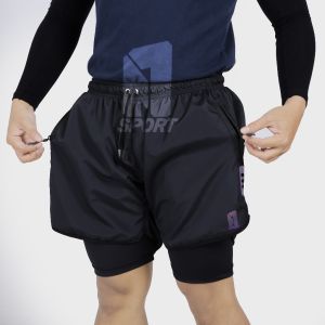 Celana Pendek Olahraga Pria Wanita 2 in 1 Kolor Pria Legging