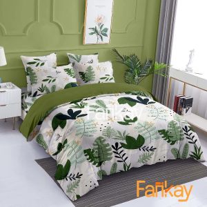 Bed Cover Set Sprei Succulent Mix Sage - Ukuran Lengkap 90x200 - 200x200 - Fankay