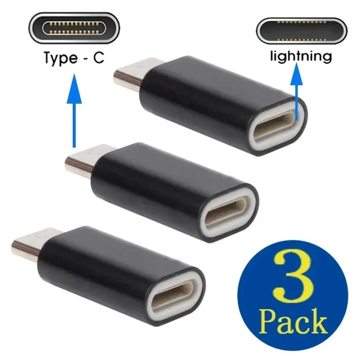 3Pcs Lightning Female To USB C Male Cable Adapter Converter for