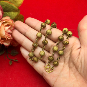 สร้อยคองานดิบทองเหลืองโบราณลายเม็ดจิกคั่นฉลุลาย ความยาว 2024 นิ้ว งานดิบไม่ได้ชุบ ทองเหลืองโบราณ ใส่อาบน้ำได้ พร้อมส่ง