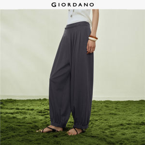 Giordano Women Pleated lace half-elastic waist knitted leisure long pants - High Quality Free Shipping 18416605