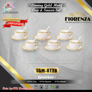 cangkir tatak motif rose fiorenza AK-812B / gelas tea set / coffee set