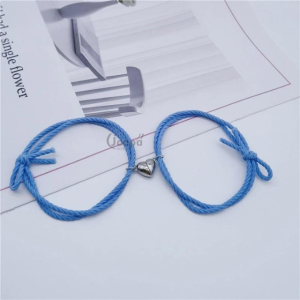 2 Pcs Gelang Couple Tali Elastis Liontin Magnet Love | Gelang Pasangan Jeepa Aksesories