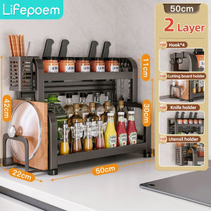 Spice Rack Stainless Steel Kitchen Rak Rempah Rak Dapur Seasoning Storage Rak Condiment Rack Rak Serbaguna Kitchen Storage Rack Kitchen Shelf