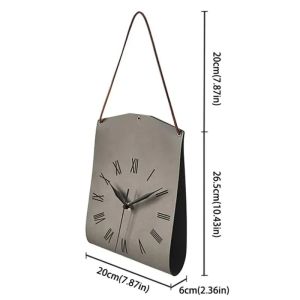 xpkQ Retro PU Leather Wall Clock Creative Handbag Clock Ornaments Wall-hung Coffee Shop Study Living Room Decorative Wall Clock Q9Z6P