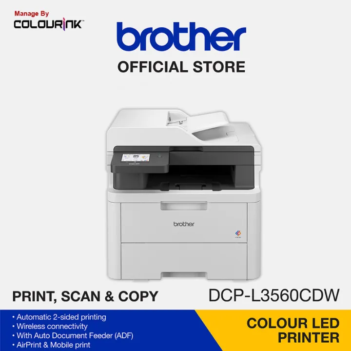 Brother DCP-L3560CDW 3-in 1 Wireless Color Laser Printer | Auto 2-sided print | 50 sheets ADF | Scan Copy